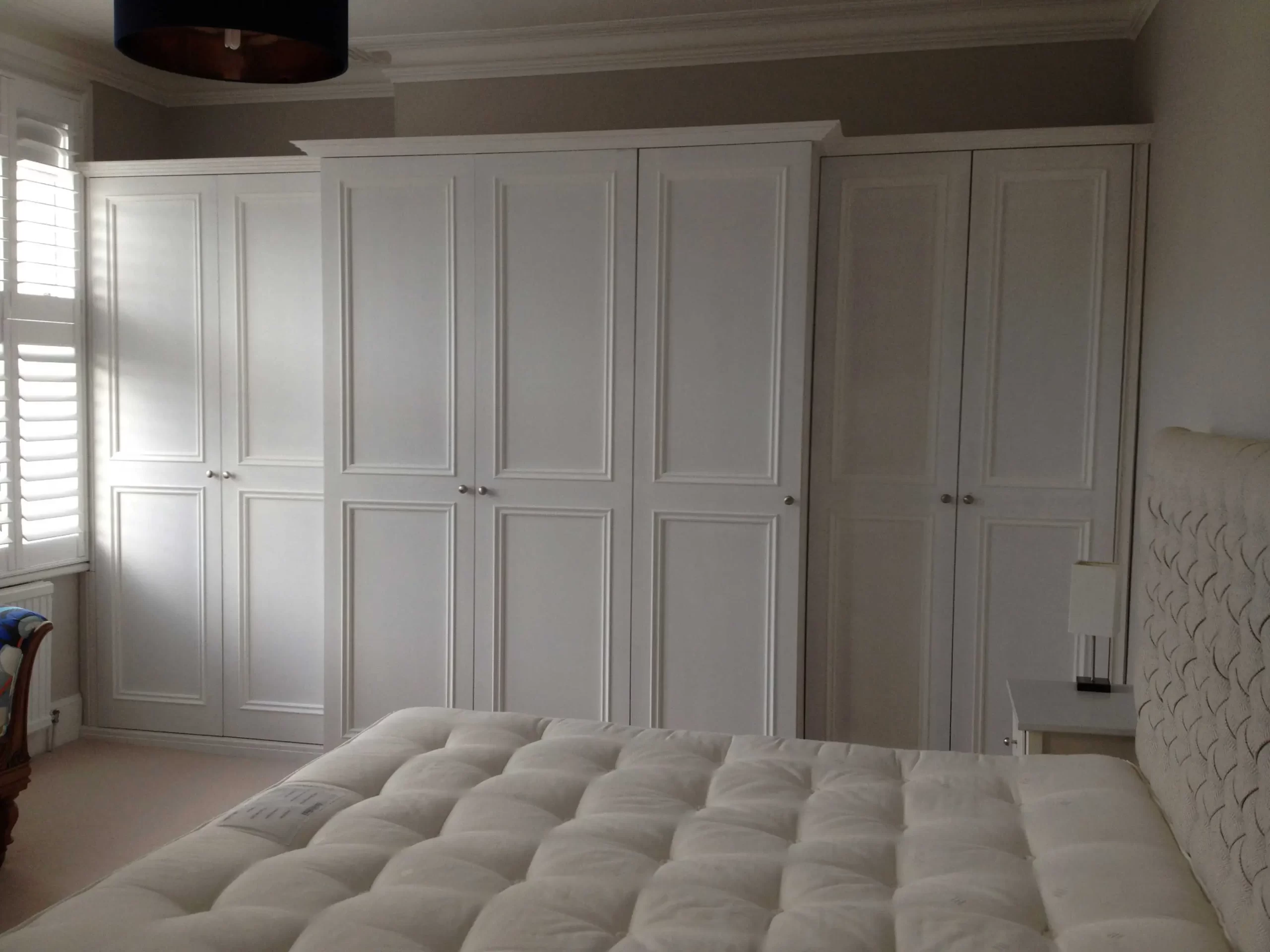 Custom built bedroom wardrobes.